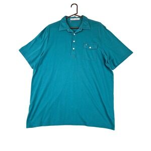 Criquet Mens XXL The Players Shirt Organic Cotton Polo Short Sleeve Teal Green